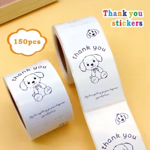150pcs Cute Cartoon Dog Thank You Stickers Roll for Gift Wrapping Baking Wedding Seal