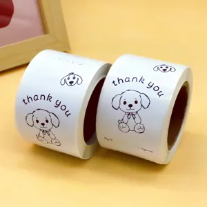 Cute cartoon dog thank you sticker rolls for baking wedding gift sealing and decoration.