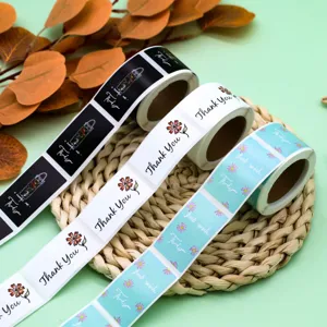 Thank You Copperplate Self Adhesive Labels Rectangular Square Gift Box Packaging Decorative Sealing Stickers