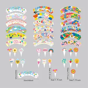 Birthday cake decoration wrappers and toppers set for party celebration and dessert table decor