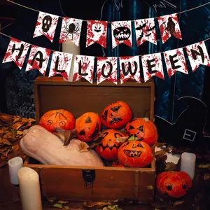Halloween banner party hanging decoration bloody flags spooky festival venue layout props