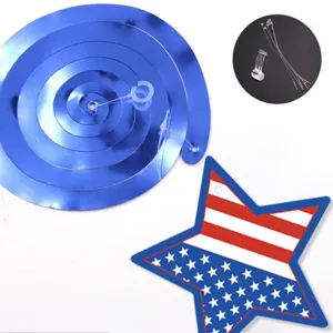 Independence Day spiral hanging decorations party supplies US flag star foil swirls decor