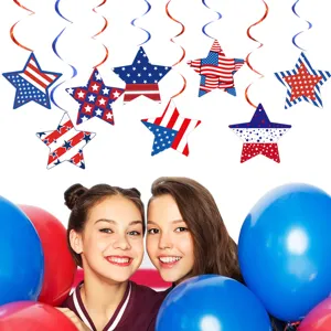 Fourth of July hanging swirls patriotic star decorations USA independence day party decor supplies