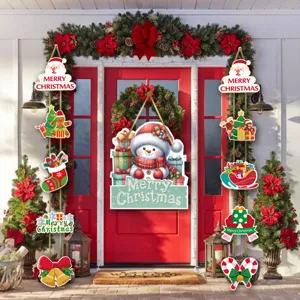 Weihnachten Tür Hängende Banner Set Party Hof Szene Dekoration Feiertag Hängende Ornamente Papier Party Zubehör