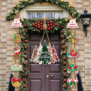 Weihnachts-Türbehang Dekorationsset für Feiertag Party Hof festive Szene Display.