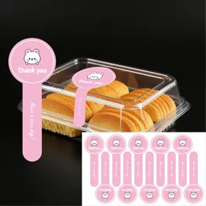 Adorables autocollants de sceau d'ours rose pour boîtes à gâteaux, étiquettes DIY.