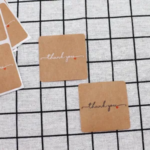 Kraft Paper Thank You Sealing Stickers Minimalist Handmade Gift Packaging Decorative Labels Retro Stationery