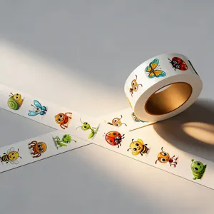 Schattige cartoon insecten stickerrol, waterdichte stickers voor bekers en decoratie.