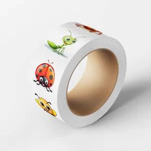 Schattige cartoon insecten stickers rol waterdichte vinyl stickers voor waterfles koelkast