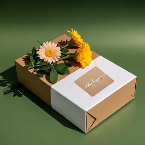 Kraft paper thank you sealing sticker packaging box detail showcasing minimal design crafts.