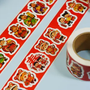 Chinese New Year cartoon sticker roll, festive red red envelope seal decoration crafts.