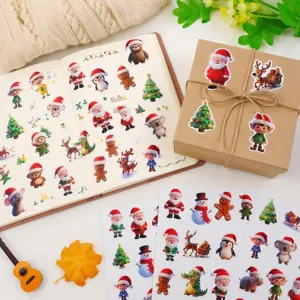 Simpatici adesivi natalizi con animali per quaderni diario fai da te decorazione e hobby.