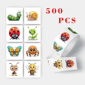 Cartoon Insecten Sticker Rol Waterdicht Zelfklevend Voor Waterfles