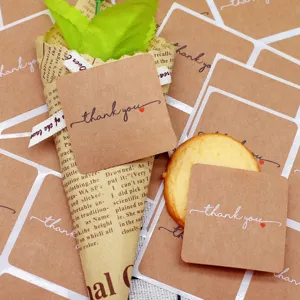 Kraft paper thank you sealing stickers for handmade gift packaging and envelope decor.