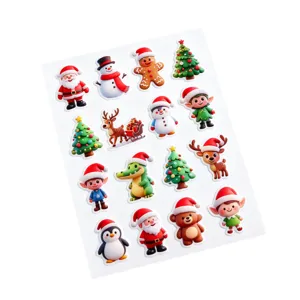 Simpatici adesivi natalizi 3D foglio per diario scrapbooking decorazione bottiglia