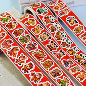Chinese New Year sticker rolls cute cartoon animal festive decorative labels for party gifts