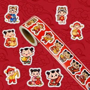 Chinese New Year stickers roll festive cartoon children decoration scrapbooking party gift supplies