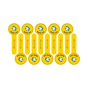 Adhésifs mignons de pingouin jaune pour boîtes cadeaux de boulangerie et emballage DIY, 100p.