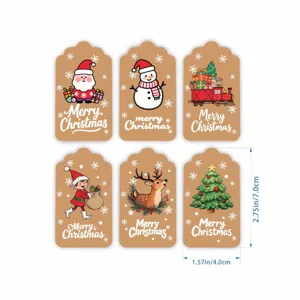 Christmas gift tags cute cartoon Santa snowman reindeer festive holiday paper packing labels