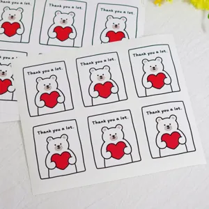 Simpatici adesivi di ringraziamento con orsetto per confezioni regalo e sigillatura dolci.