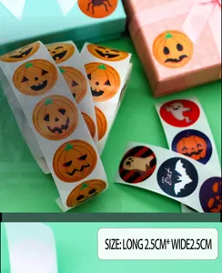 Halloween pumpkin ghost sticker rolls, 2.5cm adhesive holiday gift craft decoration.