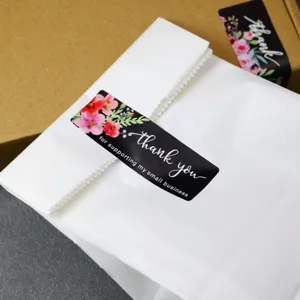 Decorative vintage floral thank you sealing stickers roll for gift boxes and paper bags.