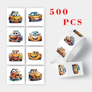 Cute Cartoon Car Roll Stickers Waterproof Synthetic Paper Sealing Decals For Gift Package Scrapbooking Stationery