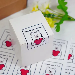Simpatici adesivi di ringraziamento orsetto per confezioni regalo e piccole imprese artigiane.