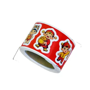 Chinese New Year roll stickers festive cartoon kids red packaging seal labels party decor