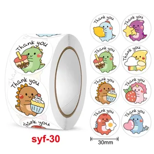 Cute Cartoon Animal Thank You Stickers Roll Round Self Adhesive Seal Stickers For Gift Wrapping Teacher Reward Kids