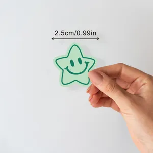 Green star smiley reward sticker for diy crafts, gift packaging, and school sealing.