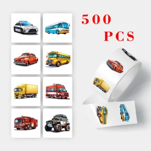 500pcs cartoon car stickers roll waterproof cute vehicle labels for kids crafts packaging decoration