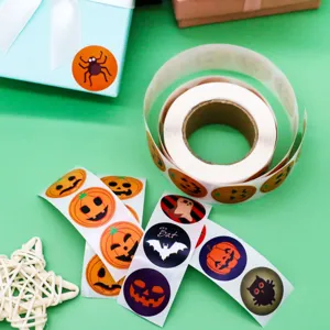 Halloween roll stickers pumpkin ghost bat cute decorative labels for gift wrapping crafts