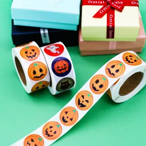 Halloween roll stickers pumpkin ghost decorative adhesive labels for gift packing
