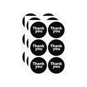 120pcs autocollants ronds noirs merci pour emballage cadeau et scellement d'enveloppe