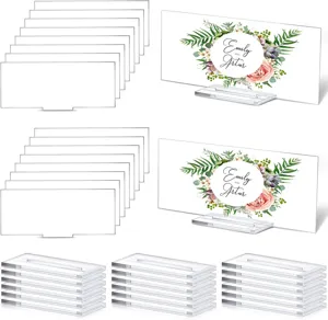 Tarjetas de Número de Mesa de Boda Cuadradas Transparentes de Acrílico En Blanco Con Bases Transparentes Para Fiesta Bar Café
