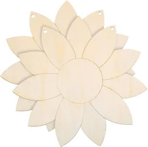 Colgante de Girasol en Blanco de Madera Colgador de Puerta de Navidad DIY Letrero de Madera sin Pulir Decoración del Hogar Regalo de Manualidades