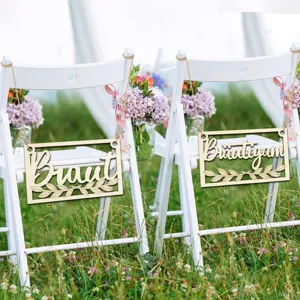 Hölzerne Hochzeit Stuhlschilder Hänger Set, Braut und Bräutigam Dekoration für Zeremonie Party.