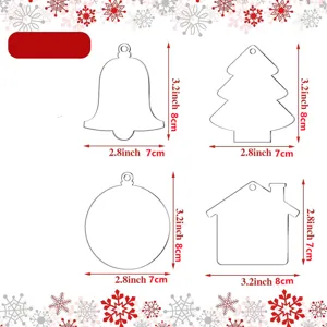 Transparente Acryl Weihnachtsbaum Deko Rohling DIY Anhänger Glocke Kugel Haus Maße