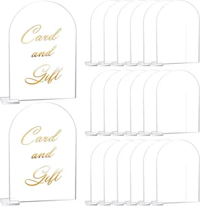 Carteles de mesa de acrílico transparente en forma de arco para boda fiesta con soportes