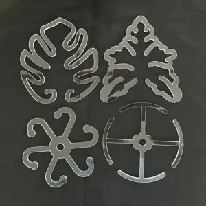 Clear acrylic plant support rings set, monstera leaf shape plant stakes for indoor green pots