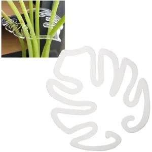 Clear acrylic monstera leaf plant support clip for garden stems and vine fixing.