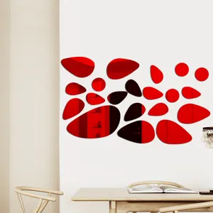 3D acrylic pebble mirror wall stickers modern self adhesive decorative decals for home interior.