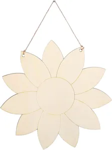 Girasol de madera en blanco rodaja de madera DIY detalle primer plano decoración colgante.