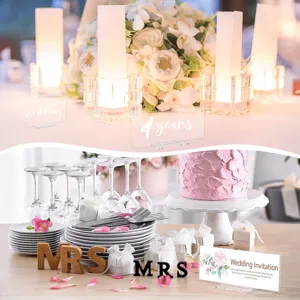 Letrero de número de mesa de acrílico transparente tarjeta de sitio boda DIY 10pz