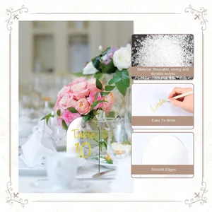 Números de mesa de acrílico transparente arco en blanco boda tarjetas de lugar deco
