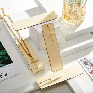 Wooden blank bookmarks DIY craft unpolished rectangular book tags with metal pendants and necklaces.