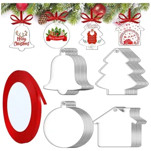 Transparenter Acryl Weihnachtsbaum Ornament DIY Blanke Hängeanhänger Party Deko Feiertag Heimdekoration