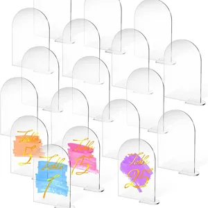 Letreros de Números de Mesa Arqueados de Acrílico Transparente Con Bases Letreros de Mesa de Boda En blancos Tarjetas de Sitio