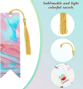 Acrylic blank bookmarks with colorful tassels, DIY heat transfer sublimation bookmarks for gifts.
